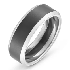 Beaverbrooks Platinum and Zirconium 7mm Men’s Wedding Ring