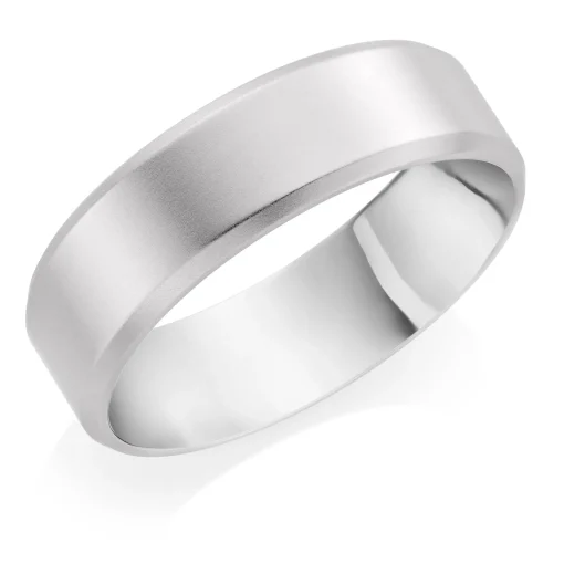 Beaverbrooks Platinum Brushed 6mm Men's Wedding Ring