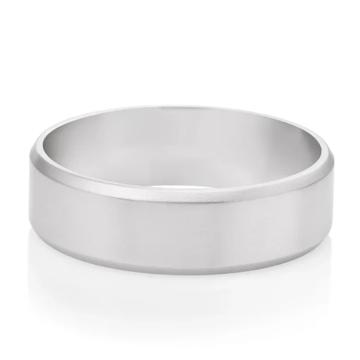 Beaverbrooks Platinum Brushed 6mm Men's Wedding Ring