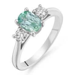 Beaverbrooks Platinum Diamond Tourmaline Engagement Ring
