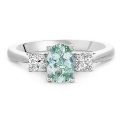 Beaverbrooks Platinum Diamond Tourmaline Engagement Ring