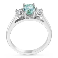 Beaverbrooks Platinum Diamond Tourmaline Engagement Ring