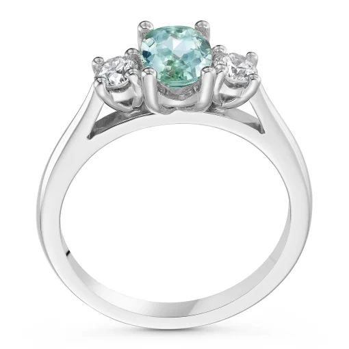 Beaverbrooks Platinum Diamond Tourmaline Engagement Ring