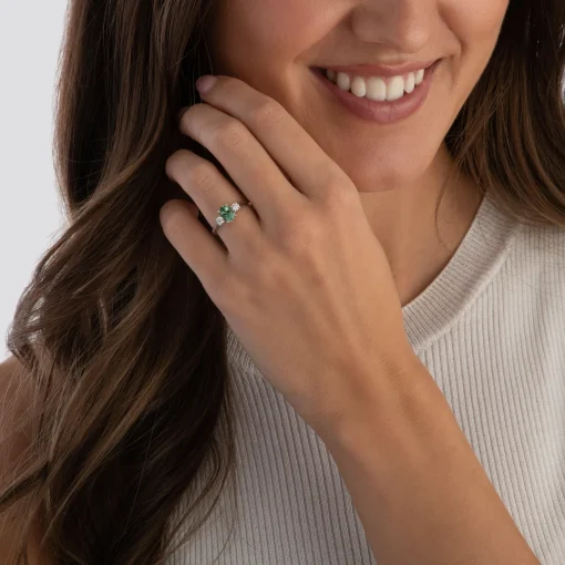 Beaverbrooks Platinum Diamond Tourmaline Engagement Ring
