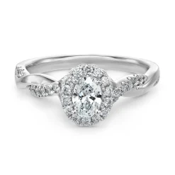 Beaverbrooks Platinum Diamond Oval Shaped Halo Engagement Ring