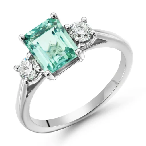 Beaverbrooks Platinum Diamond Tourmaline Engagement Ring