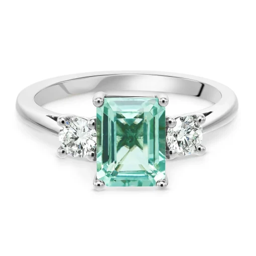 Beaverbrooks Platinum Diamond Tourmaline Engagement Ring
