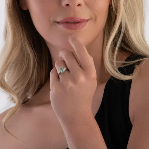 Beaverbrooks Platinum Diamond Tourmaline Engagement Ring