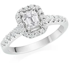 Beaverbrooks Platinum Diamond Emerald Cut Halo Ring