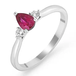 Beaverbrooks Platinum Diamond Ruby Ring