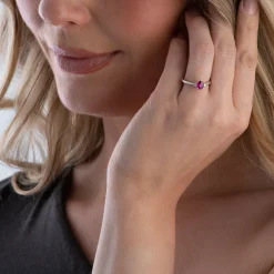 Beaverbrooks Platinum Diamond Ruby Ring