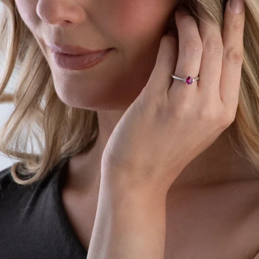 Beaverbrooks Platinum Diamond Ruby Ring