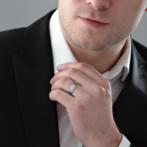 Beaverbrooks Platinum Fancy 6mm Men's Wedding Ring