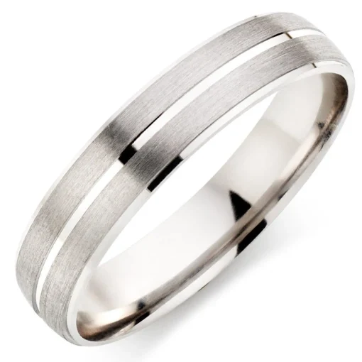 Beaverbrooks Platinum 5mm Brushed Men's Wedding Ring