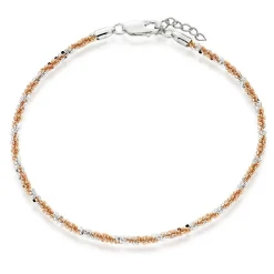 Beaverbrooks Silver and Rose Gold Plated Twist Anklet