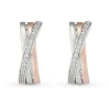 Beaverbrooks Silver and Rose Gold Plated Crossover Earrings