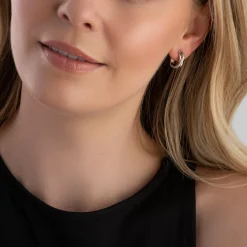 Beaverbrooks Silver and Rose Gold Plated Crossover Earrings