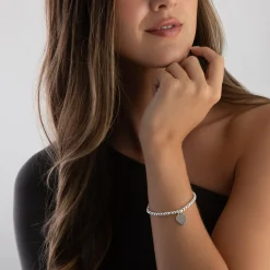 Beaverbrooks Silver Ball Heart Bracelet