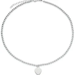 Beaverbrooks Silver Ball Heart Necklace