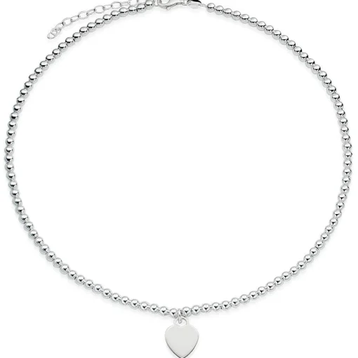 Beaverbrooks Silver Ball Heart Necklace