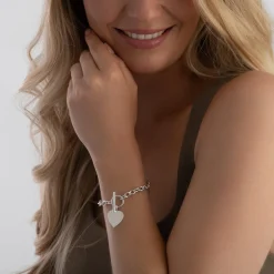 Beaverbrooks Silver Belcher Heart Bracelet