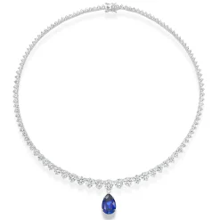 Beaverbrooks Silver Blue Cubic Zirconia Necklace