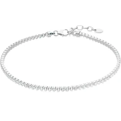 Beaverbrooks Silver Cubic Zirconia Anklet