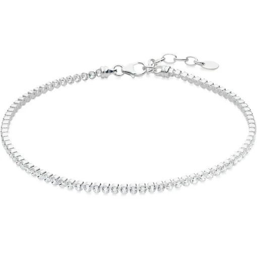 Beaverbrooks Silver Cubic Zirconia Anklet