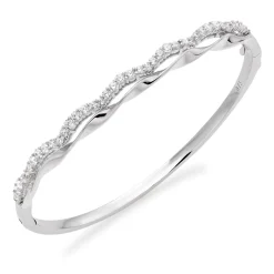 Beaverbrooks Silver Cubic Zirconia Split Bangle