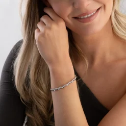 Beaverbrooks Silver Cubic Zirconia Split Bangle