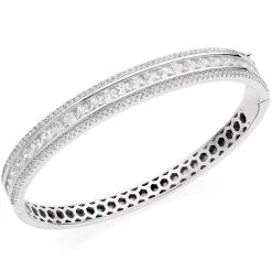 Beaverbrooks Silver Cubic Zirconia Triple Row Bangle
