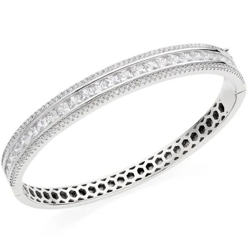 Beaverbrooks Silver Cubic Zirconia Triple Row Bangle