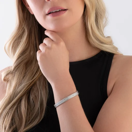 Beaverbrooks Silver Cubic Zirconia Triple Row Bangle