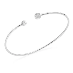 Beaverbrooks Silver Cubic Zirconia Torque Bangle