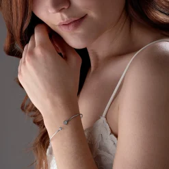 Beaverbrooks Silver Cubic Zirconia Torque Bangle