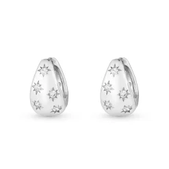 Beaverbrooks Silver Cubic Zirconia Huggie Hoop Earrings