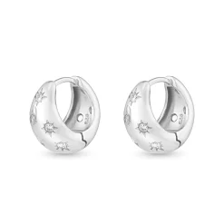 Beaverbrooks Silver Cubic Zirconia Huggie Hoop Earrings