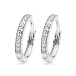 Beaverbrooks Silver Cubic Zirconia Huggie Hoop Earrings