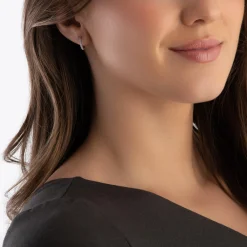 Beaverbrooks Silver Cubic Zirconia Huggie Hoop Earrings