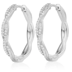 Beaverbrooks Silver Cubic Zirconia Twist Hoop Earrings