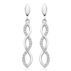 Beaverbrooks Silver Cubic Zirconia Infinity Drop Earrings