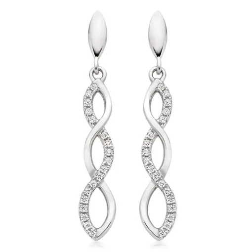 Beaverbrooks Silver Cubic Zirconia Infinity Drop Earrings