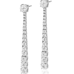 Beaverbrooks Silver Cubic Zirconia Graduated Drop Earrings
