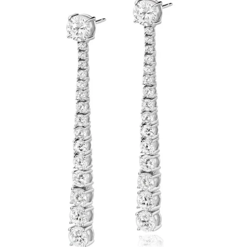 Beaverbrooks Silver Cubic Zirconia Graduated Drop Earrings