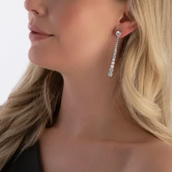 Beaverbrooks Silver Cubic Zirconia Graduated Drop Earrings