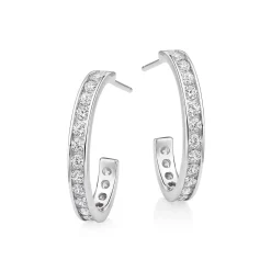 Beaverbrooks Silver Cubic Zirconia Hoop Earrings