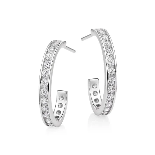 Beaverbrooks Silver Cubic Zirconia Hoop Earrings