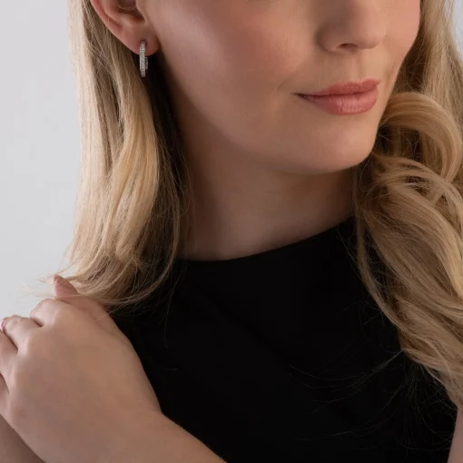 Beaverbrooks Silver Cubic Zirconia Hoop Earrings