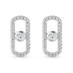 Beaverbrooks Silver Cubic Zirconia Glide Stud Earrings