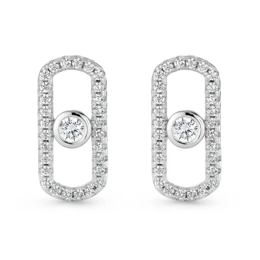 Beaverbrooks Silver Cubic Zirconia Glide Stud Earrings